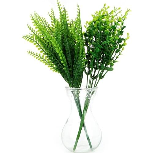 Eucalyptus Plastic Artificial Plants Table Decors Green Grass Plastic Flower 7 Fork Water Grass Wedding Home Decoration
