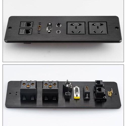 LP810 B Series Manual Flip Desktop Socket Aluminum Alloy 110 250V 2 Five-Hole Socket Universal Power Tabletop Socket Hidden