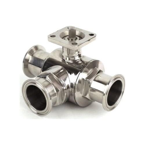 Free shipping OD 19~102mm Sanitary Stainless Steel High Platform 3 Way Ball Valve Quick Connect Quick with Bracket