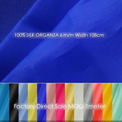 SILK ORGANZA 108cm width 6momme/100% Pure Silk Chinese Tulle Roll for decoration 11 Colors in Stock per meter free shipping
