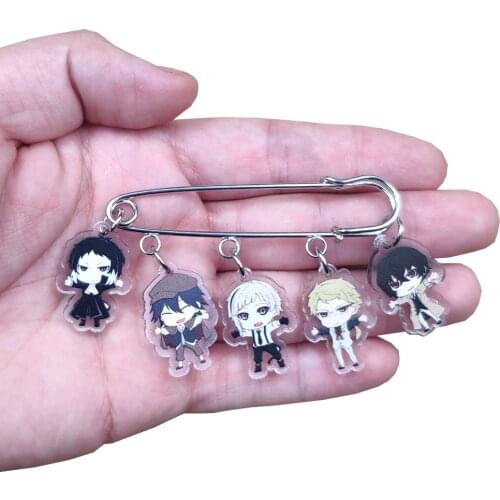 Cute Hot Acrylic Anime Cartoon Bungo Stray Dogs Brooch Overcoat Badge Classic Women Unique Girl Student Men Pupil Birthday Gift