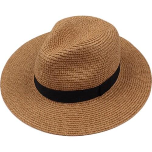 Classical Panama Straw Hat Summer Fedora Hat for Man and Woman Flat Brim Vintage Spring Summer Unisex SunHat