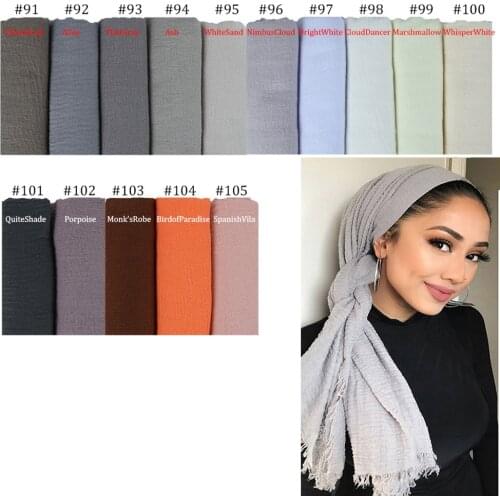 180X90CM wholesale 10pcs crinkle crimp cotton Viscose turban hijab shawls women muslim scarf