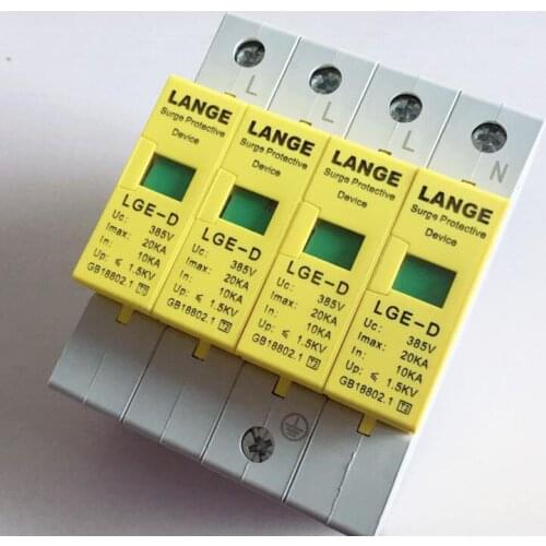 Din Rail Protection device 4P 385V Household Surge Lightning protector Arrester 10-20KA 20-40KA 30-60KA 40-80KA