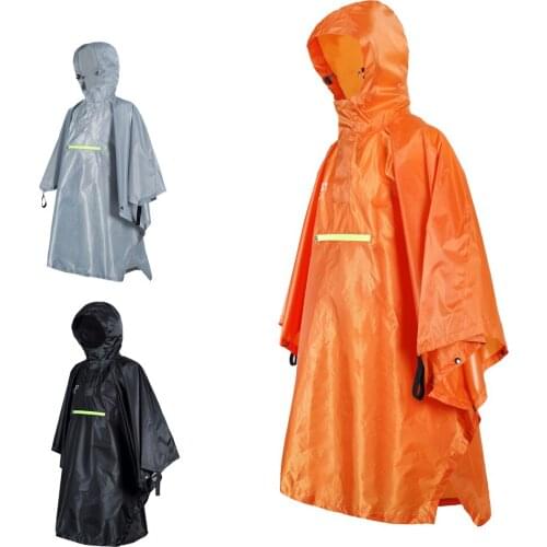 Waterproof Poncho Bike Cycling Bicycle Reflective Strip Hooded Raincoat