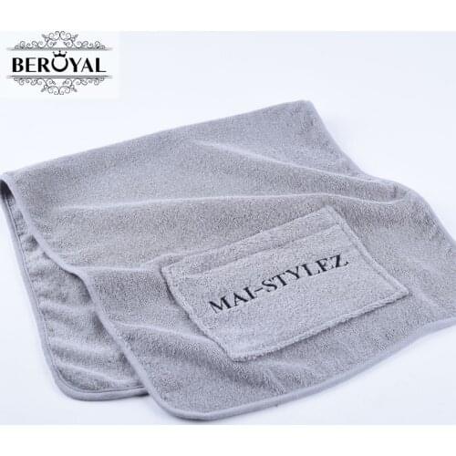Beroyal Brand High Quality Pocket Towel -1pc/lot 40*80cm Cotton Towel with Zipper Grey Absorbent Sport Towel Soft Hand Towel