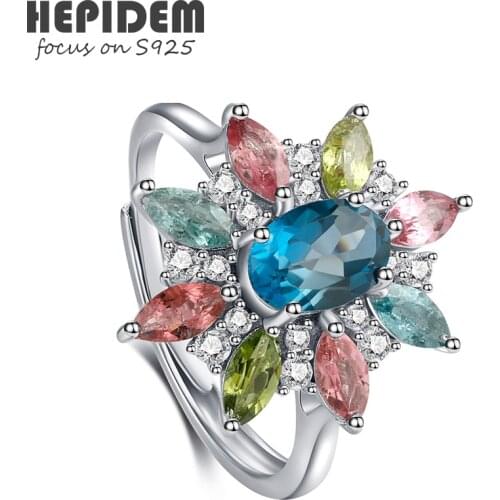 HEPIDEM 100% Really Topaz Rings Women 925 Sterling Silver Natural Blue Gemstones Wedding Bands Engagement Gift Fine Jewelry 3365