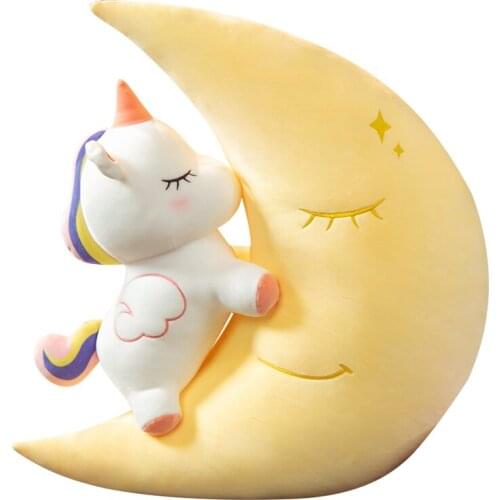 1pc 60cm Kawaii Moon with Unicorn Plush Toys Dolls Stuffed Pillow for Infant Kids Baby Girl Birthday Home Decor Appease Gift