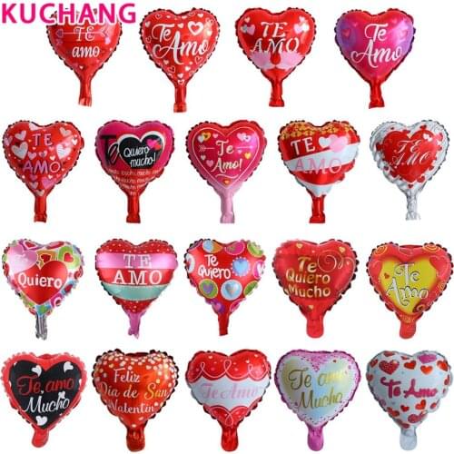 10pcs/lot 10inch Spanish TE AMO Heart Aluminium Foil Balloons Birthday Wedding Valentines Days Party Decoration Helium Globos