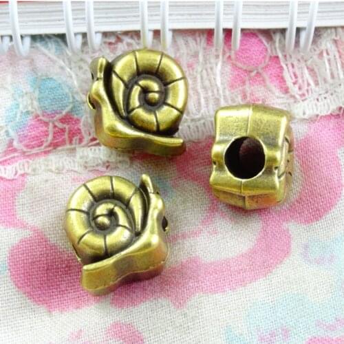20PCS 12x11MM,hole:4.5MM Antique Bronze Plated Zinc Alloy Snail Large Hole Spacer Beads Bracelet Beads Diy Jewelry Accessories