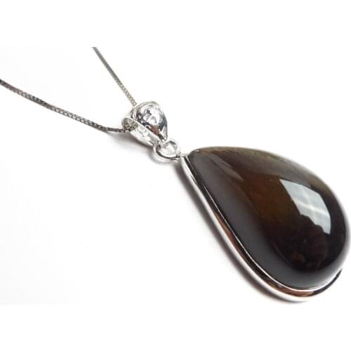 2017 New Arrival Fashion Women Femme Necklaces Pendants Water Drop Bead Black Natural Sunstone Pendant 21x9x12mm