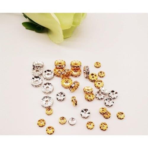 50pcs Rhinestone Beads Round Rondelle Spacer Beads For Jewelry Making Bracelet Pendants Jewelry Findings Beads Diy Accessories
