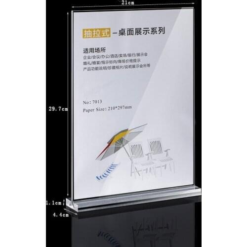 A4 Clear acrylic crystal POP exhibition table sign seat advertising poster display stand holder racks 10PCS/pack