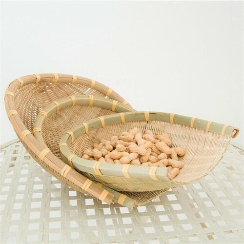 Farmhouse bamboo weaving basket Open bamboo sieve handwoven drying bamboo basket fruit and vegetable storage newcomer