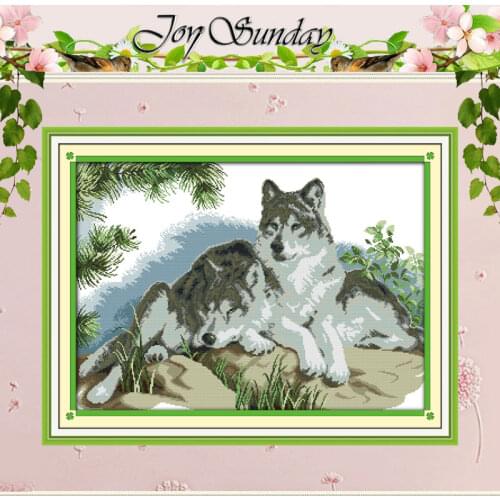Free Ship A Wolves Couple Painting Counted Cross Stitch 11CT 14CT Cross Stitch animals Cross-Stitch Kit Embroidery Needlework