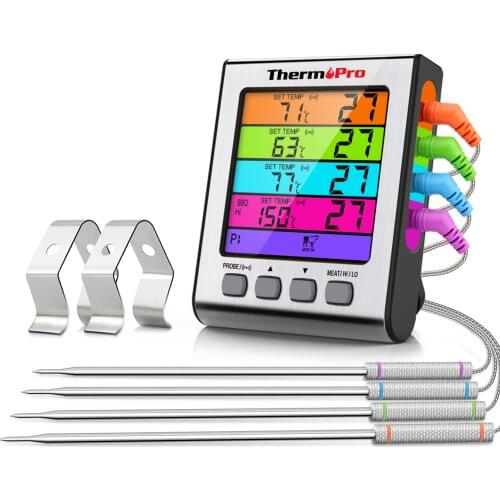 ThermoPro TP17H Digital Kitchen Thermometer With 4 Probes Backlight BBQ Oven Meat Thermomerter For Smoking Grilling Milk Cooking