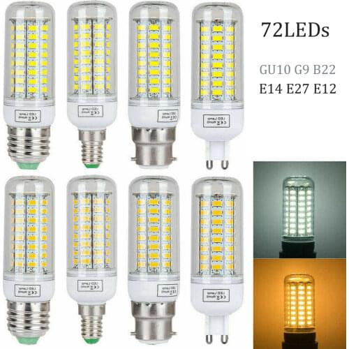 E14 E27 LED Corn Bulb 72LED 5730 SMD GU10 G9 B22 Bayonet E12 Chips AC 110V 220V Spotlight Candle Lampada Replace 60W Halogen