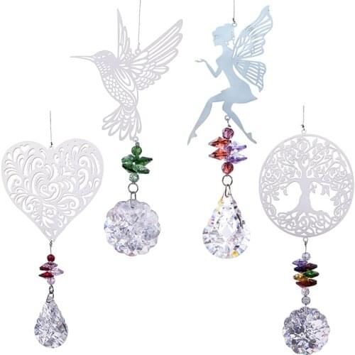 H&D 4 Styles Crystal Suncatcher Window Hanging Ornament Rainbow Maker Pendant for Christmas Day Wedding Cars Window Decor