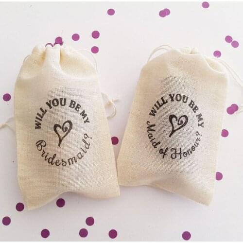 Custom will you be my bridesmaid wedding favor thank you muslim gift bags Candy pouches Bachelorette Hangover Survival Kits