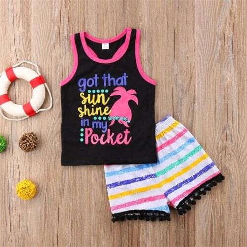 2pcs Princess Kids Baby Girls Letter print Set Children Summer Casual Fashion Clothes Vest Tops+Shorts Tracksuits Outfits