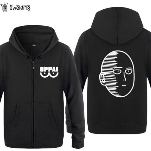 Zipper Hoodies Men One Punch ONE Oppai Anime Cartoon Mens Hoodie Fleece Long Sleeve Mans Jacket Sweatshirt Skate Oversized Coat