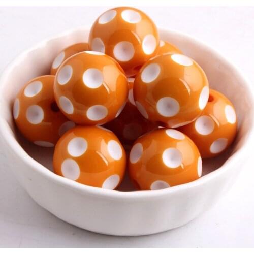 Kwoi vita Colorful Handmade 20mm 100pcs Mustard Yellow Color Resin Acrylic Polka Dot Beads for Chunky beads necklaceWholesales