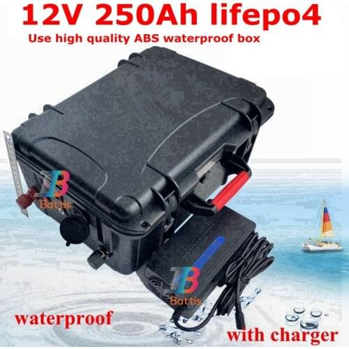 Lifepo4 12V 250AH lithium battery Lithium iron phosphate BMS 4S 12.8V for Solar energy storage boat RV inverter 20A Charger