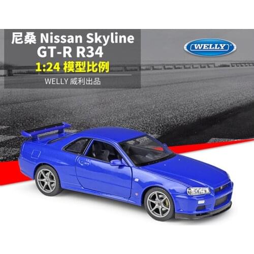 WELLY 1:24 Nissan Skyline GT-R R34 Simulation Alloy Car Model Crafts Decoration Collection Toy Tools Boy Gift Original Box