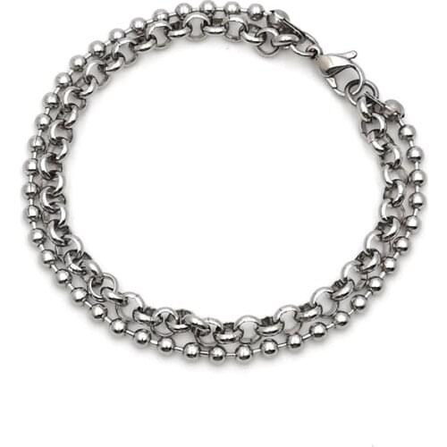 Fashion double stitching titanium steel stainless steel bracelet chain popular men and women jewelry hot sale