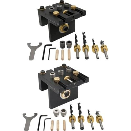 Drill Punch Locator Woodworking Dowel Jig Kit Drill Guide Metal Sleeve Joinery Kit