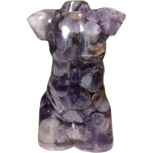 80-85mm Natural amehyst stone specimen crystal tumble stone in resin mans body healing gifts for home decoration 1pcs