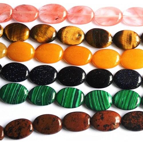Fashion Natural Tiger Eye Malachite Oval Beads Natural Stone Bead 18mm*14mm*6mm 40pcs DIY jewelry accessories Findings Hot Sales