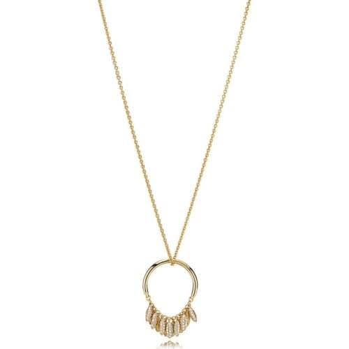 Princess Wish Collier Necklaces for Women Clear CZ Golden Shine Pendant Long Chain Female 925 Sterling Silver Necklaces Jewelry