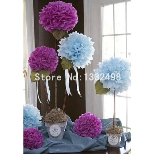 Promation 400 pcs /lot 10 " 25CM Tissue Paper Pom Poms Crafts Paper Flower Event Party Supplies Wedding Decoration baby shower