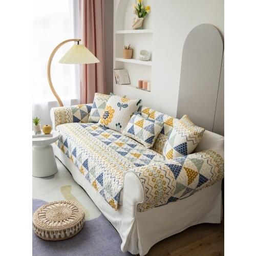 Folk-custom Fashion Simplicity Geometry Cotton Sofa Cover Seasons Universal Slipcovers Couch Sofa Towel Sofa Mat For Living Room