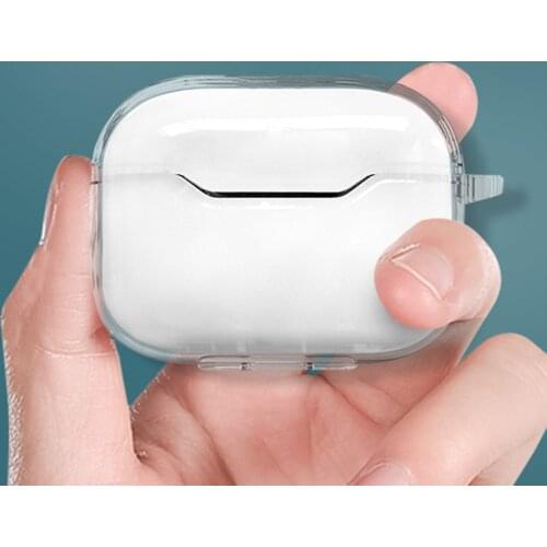 Clear Soft Silicone Crystal TPU Case For Baseus SIMU S1 / Pro Earphone Cover Charging Box Bags No Watermarks W/ Anti-lost Hook