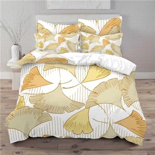 Luxury 3D Leaves Print 2/3Pcs Kids Bedding Sets Comfortable Duvet Cover Pillowcase Home Textile Queen and King AU/EU/US Size