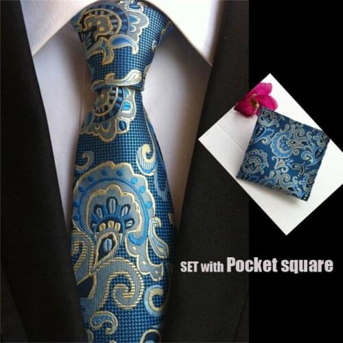Luxury jacquard woven tie 8cm formal necktie blue paisley gravata as gift Party Wedding Work Groom best man tie