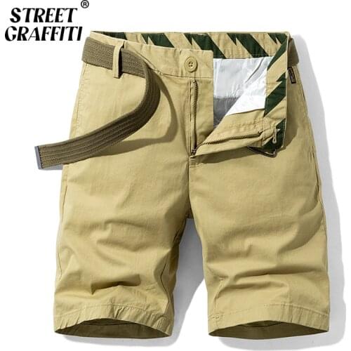 GRAFFITI Summer Men Cotton Solid Mens Shorts Clothing 2021 New Spring Casual Short Business Fashion Social For Beach Pants