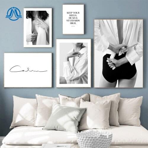 Nordic Canvas Painting Fashion Sexy Lady Posters And Prints Black White Quote Wall Art Modern Picture For Living Room Decoration