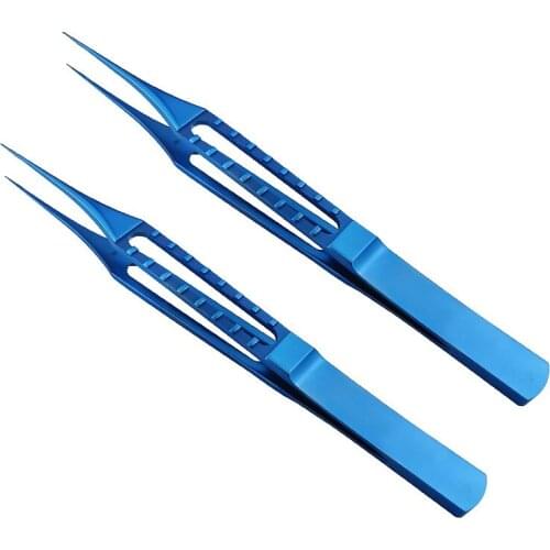 115mm Titanium Straight Tying tweezer ophthalmic Forcep teethless with 4.5mm tying platform eye instrument