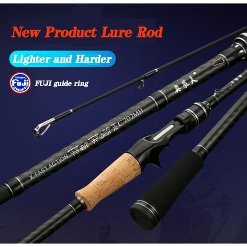 1.98m 2.1m 2.4m Fuji Guide Fishing Rod Carbon Spinning Rods Saltwater Casting Rod Lure Weight 10-30g Line Weight 12-25lb