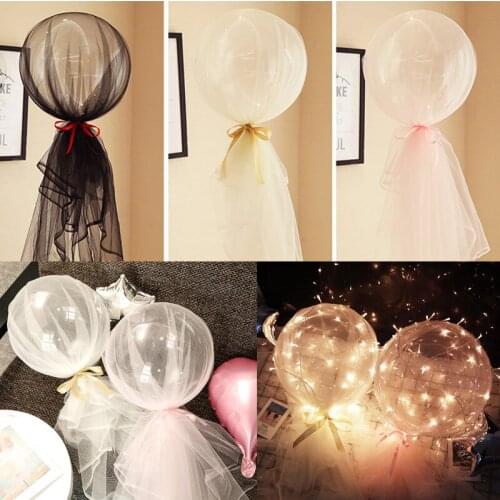 Balloons Clear Latex Balloon with Tulle Yarn Mesh for Wedding Decoration Happy Birthday Baby Shower childrens party decoration