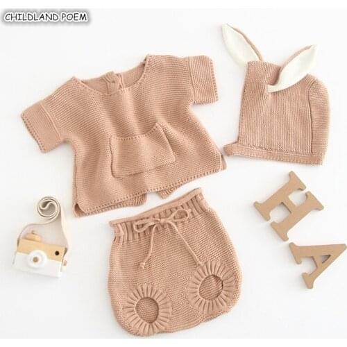 Knitted Baby Clothes 2019 Spring Newborn Baby Girl Clothes Bunny Baby Clothing Set 100% Cotton Baby Boys Clothes Infant Outfits