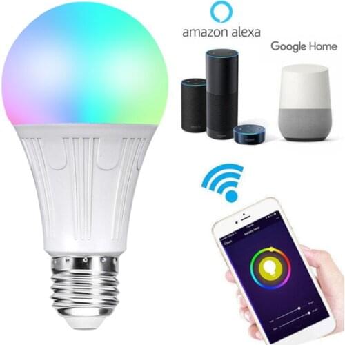 WIFI Smart Bulb Alexa Google Home, IFTTT Voice Control Colorful RGB Color Change E27 LED Bulb Light APP Remote Switch Dimming