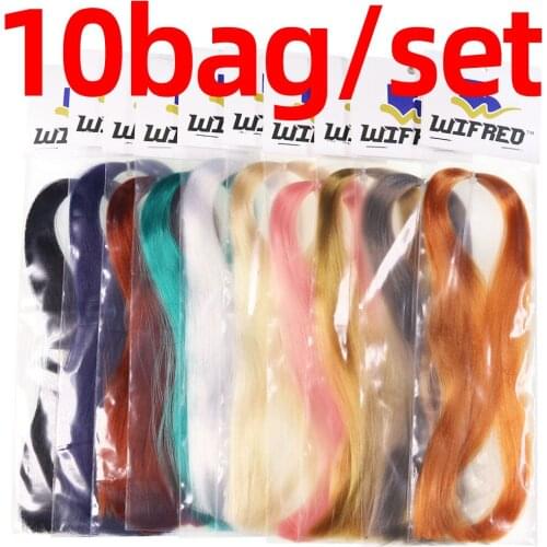 Wifreo 10bags Unltra Fine Streamer Fiber for Fly Tying Streamer Salmon Pike Fly Sabiki Rig Making Material Pink Green Yellow