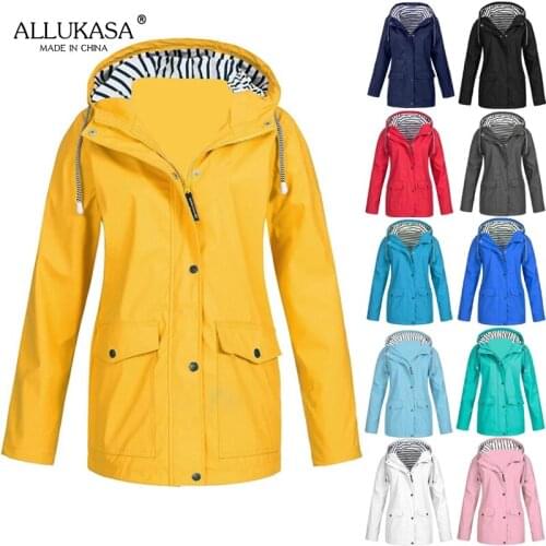 Ladies casual outdoor windbreaker jacket autumn and winter long-sleeved solid color waterproof quick-drying hooded hiking jacket
