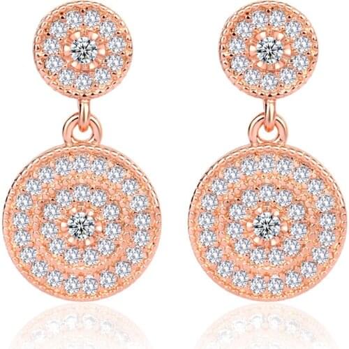 Fashion Famale AAA Zircon Element Stud Earrings for Women Round Jewelry Geometric Pattern Micro-inlay Full Drill Earings Gifts