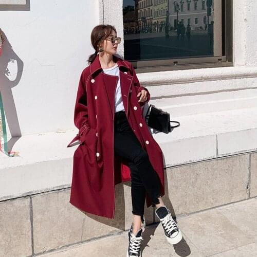 Oversize Trench Coat For Women 2020 Spring Korean Chic Double Breasted Coats Woman Streetwear Long Windbreaker With Belt W2137