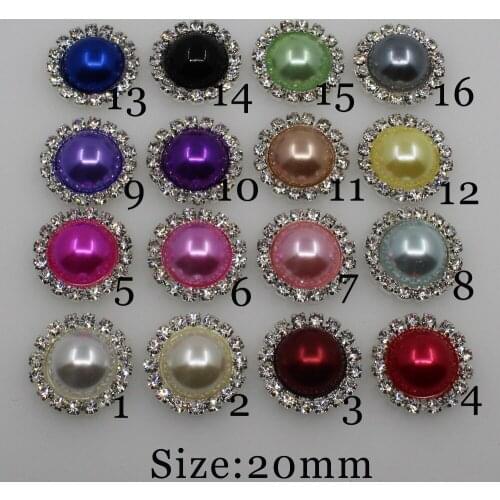 New 10PC 20MM Round rhinestone Highlight pearl buttons metal wedding invitations decorate DIY hair flower center scrapbooking